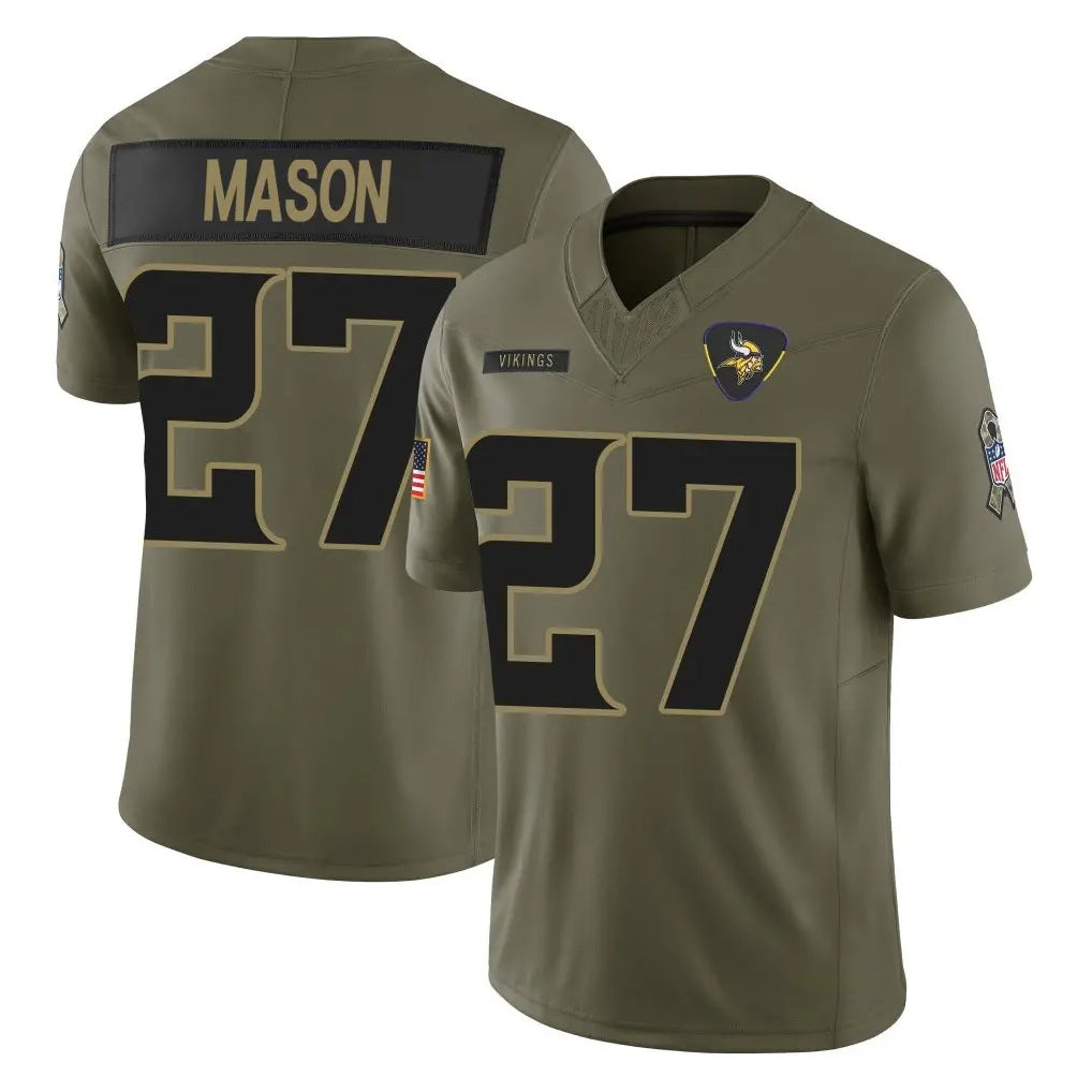 Parkc M.Vikings #27 Jordan Mason Player Olive 2025 Salute To Service Limited Game Stitched Jerseys