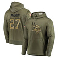 Parkc M.Vikings #27 Jordan Mason Player Olive Salute to Service Pullover Hoodies Home Game Stitched Jerseys