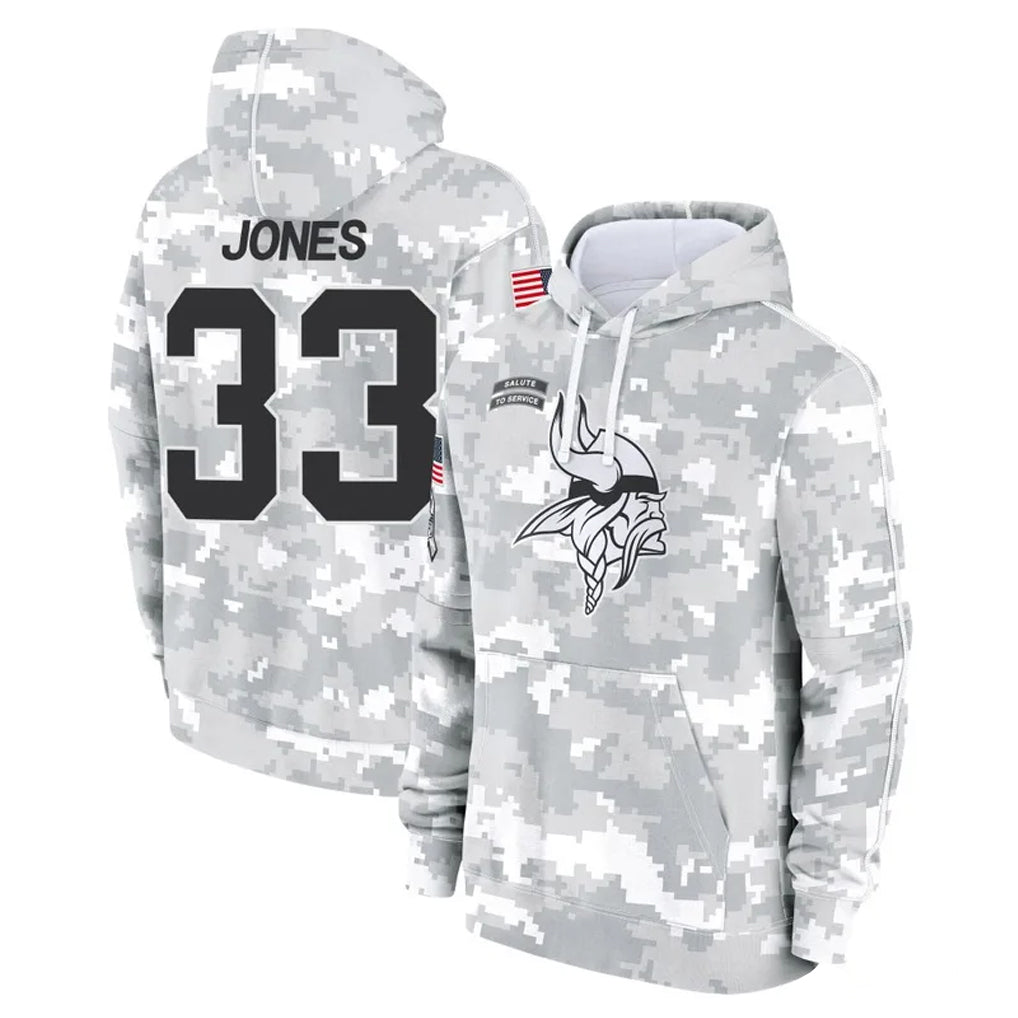 Parkc M.Vikings #33 Aaron Jones Sr. Player Arctic Camo Salute to Service Pullover Hoodies Limited Game Stitched Jerseys