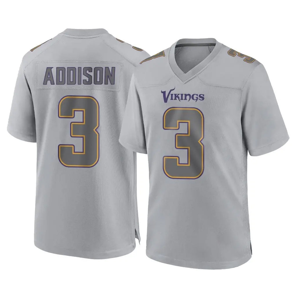 Parkc M.Vikings #3 Jordan Addison Player Gray Atmosphere Fashion Home Game Stitched Jerseys