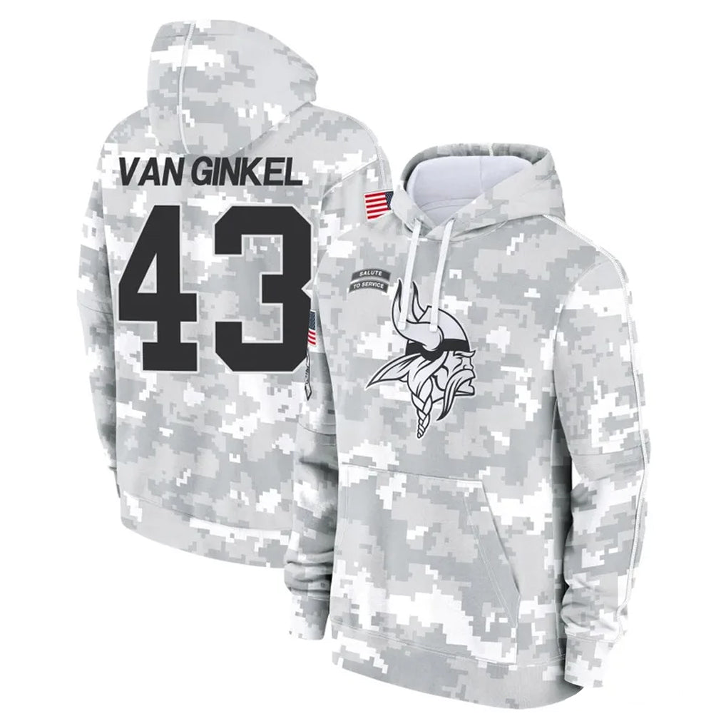 Parkc M.Vikings #43 Andrew Van Ginkel Player Arctic Camo Salute to Service Pullover Hoodies Limited Game Stitched Jerseys