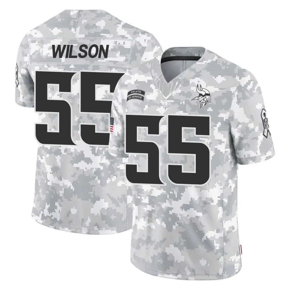 Parkc M.Vikings #55 Eric Wilson Player Arctic Camo Salute To Service Limited Game Stitched Jerseys