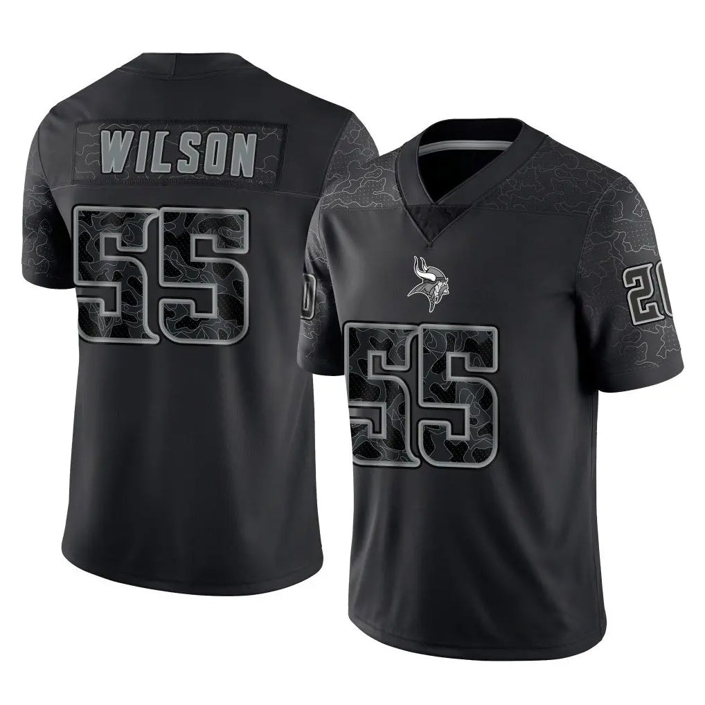 Parkc M.Vikings #55 Eric Wilson Player Black Reflective LImited Home Game Stitched Jerseys