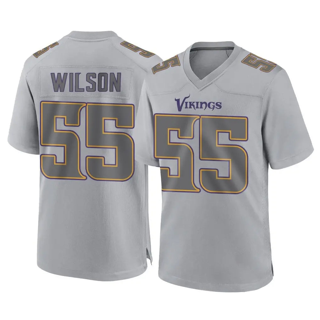 Parkc M.Vikings #55 Eric Wilson Player Gray Atmosphere Fashion Home Game Stitched Jerseys