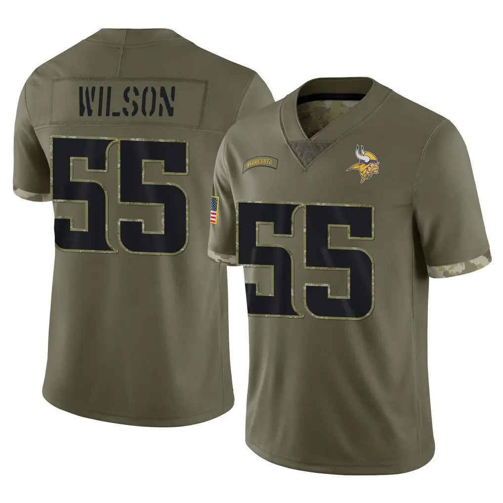 Parkc M.Vikings #55 Eric Wilson Player Olive Salute To Service Limited Stitched Jerseys