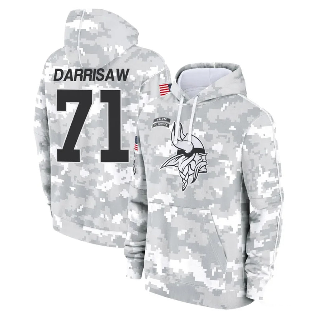 Parkc M.Vikings #71 Christian Darrisaw Player Arctic Camo Salute to Service Pullover Hoodies Limited Game Stitched Jerseys