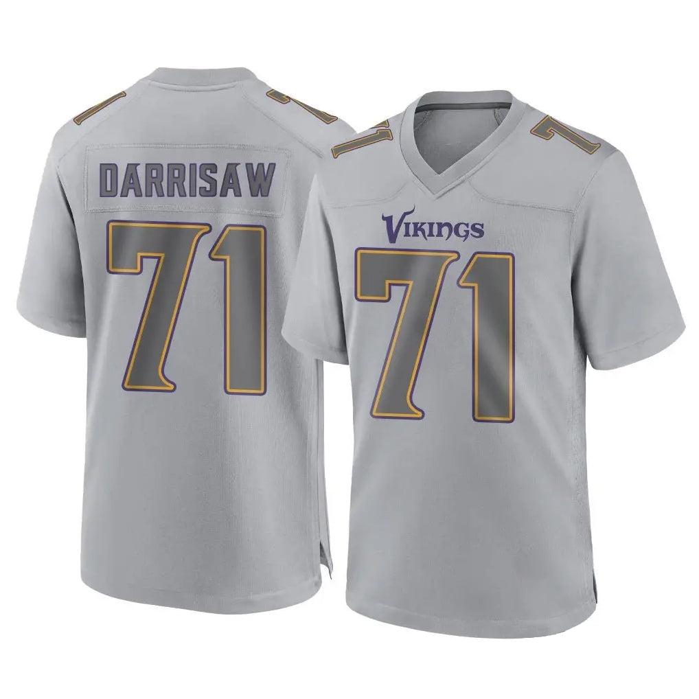 Parkc M.Vikings #71 Christian Darrisaw Player Gray Atmosphere Fashion Home Game Stitched Jerseys
