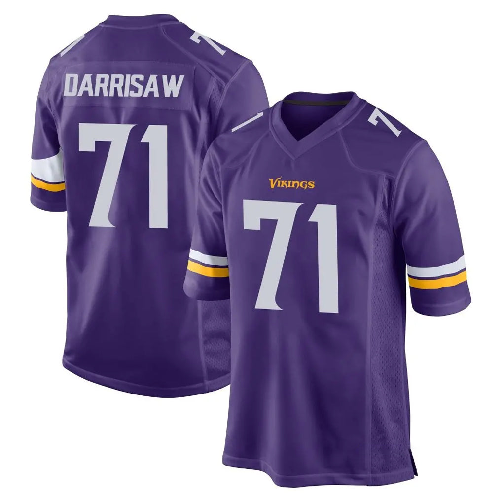 Parkc M.Vikings #71 Christian Darrisaw Player Purple Home Game Stitched Jerseys