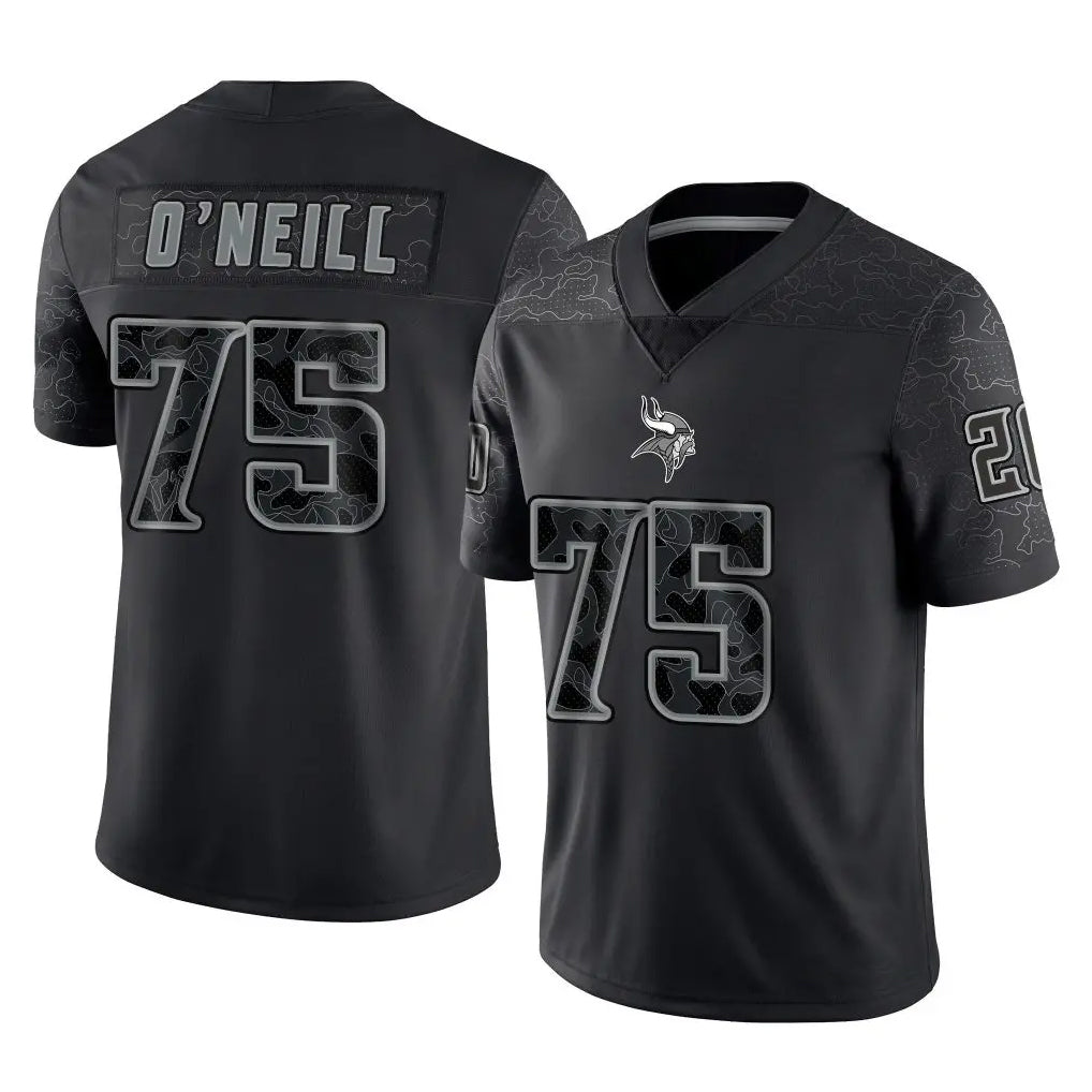 Parkc M.Vikings #75 Brian O'Neill Player Black Reflective LImited Home Game Stitched Jerseys