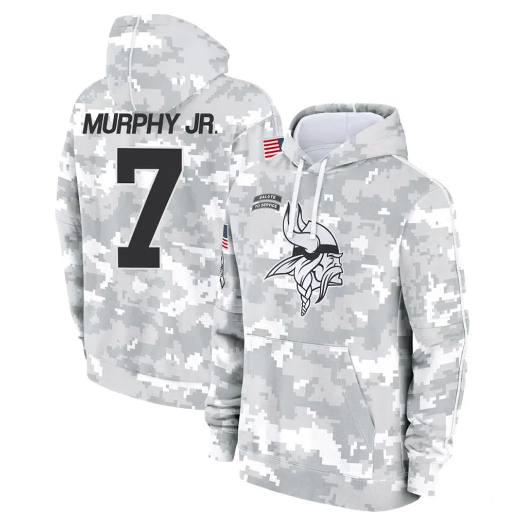 Parkc M.Vikings #7 Byron Murphy Jr. Player Arctic Camo Salute to Service Pullover Hoodies Limited Game Stitched Jerseys