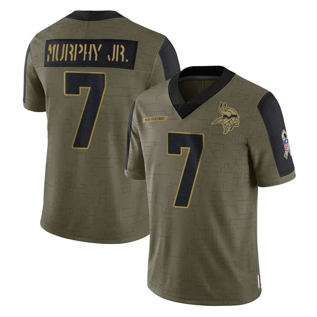 Parkc M.Vikings #7 Byron Murphy Jr. Player Olive Salute To Service Limited Game Stitched Jerseys