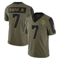 Parkc M.Vikings #7 Byron Murphy Jr. Player Olive Salute To Service Limited Game Stitched Jerseys
