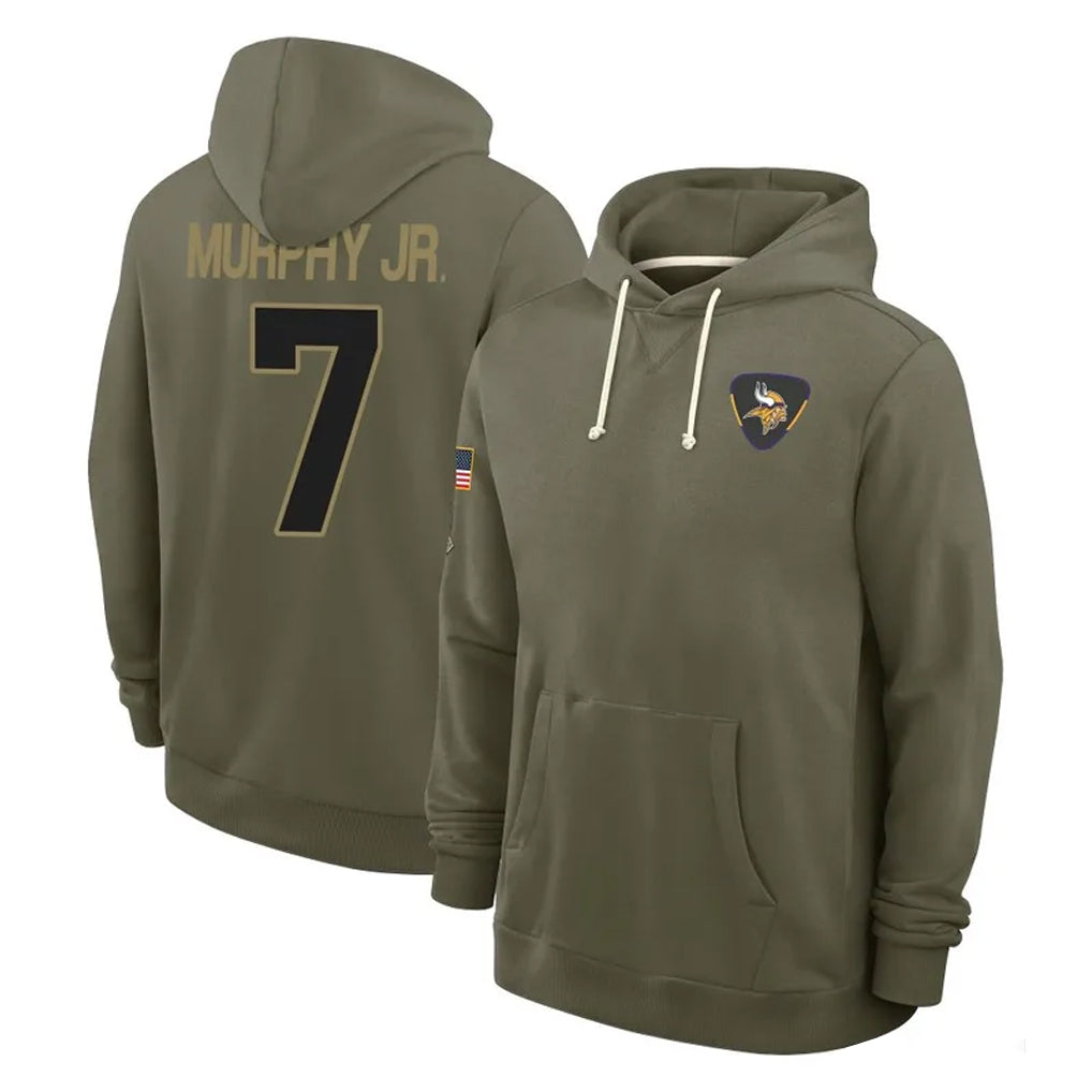 Parkc M.Vikings #7 Byron Murphy Jr. Player Olive Salute to Service Pullover Hoodies Limited Stitched Jerseys