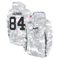 Parkc M.Vikings #84 Josh Oliver Player Arctic Camo Salute to Service Pullover Hoodies Limited Game Stitched Jerseys