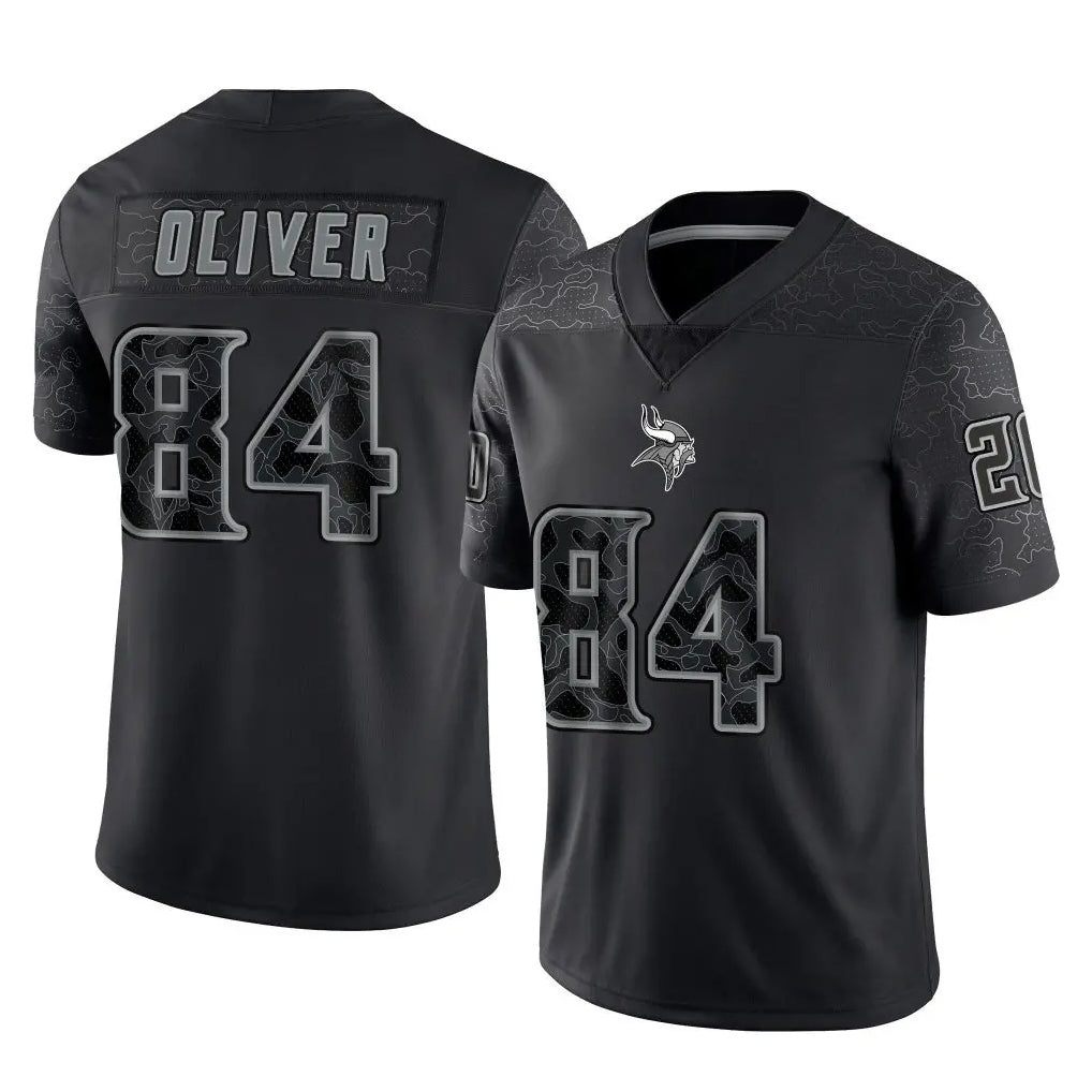 Parkc M.Vikings #84 Josh Oliver Player Black Reflective LImited Home Game Stitched Jerseys