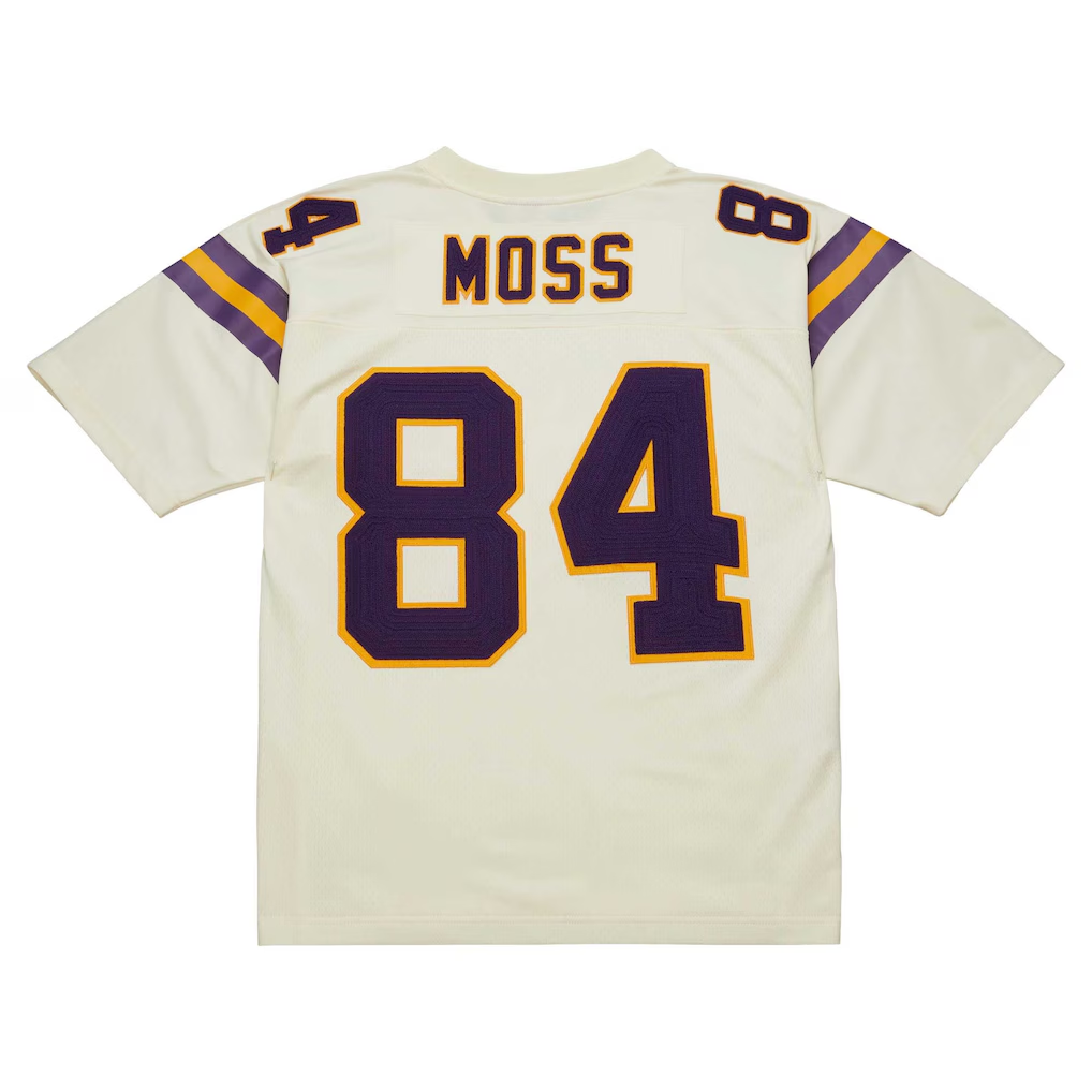 Parkc M.Vikings #84 Randy Moss Mitchell & Ness Cream Chainstitch Legacy Jersey