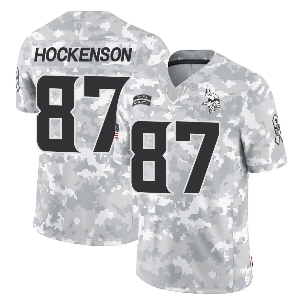 Parkc M.Vikings #87 T.J. Hockenson Player Arctic Camo Salute To Service Limited Game Stitched Jerseys
