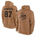 Parkc M.Vikings #87 T.J. Hockenson Player Brown Salute to Service Pullover Hoodies Limited Game Stitched Jerseys