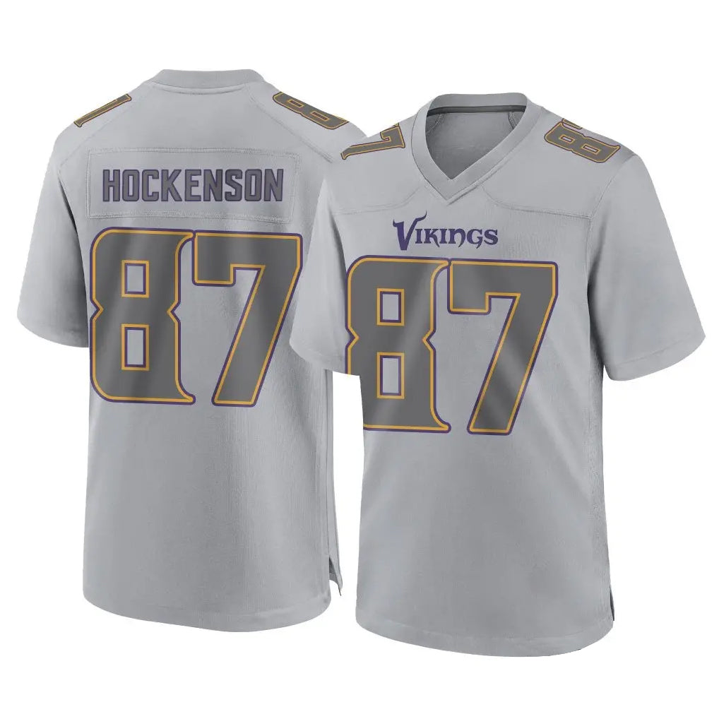 Parkc M.Vikings #87 T.J. Hockenson Player Gray Atmosphere Fashion Home Game Stitched Jerseys