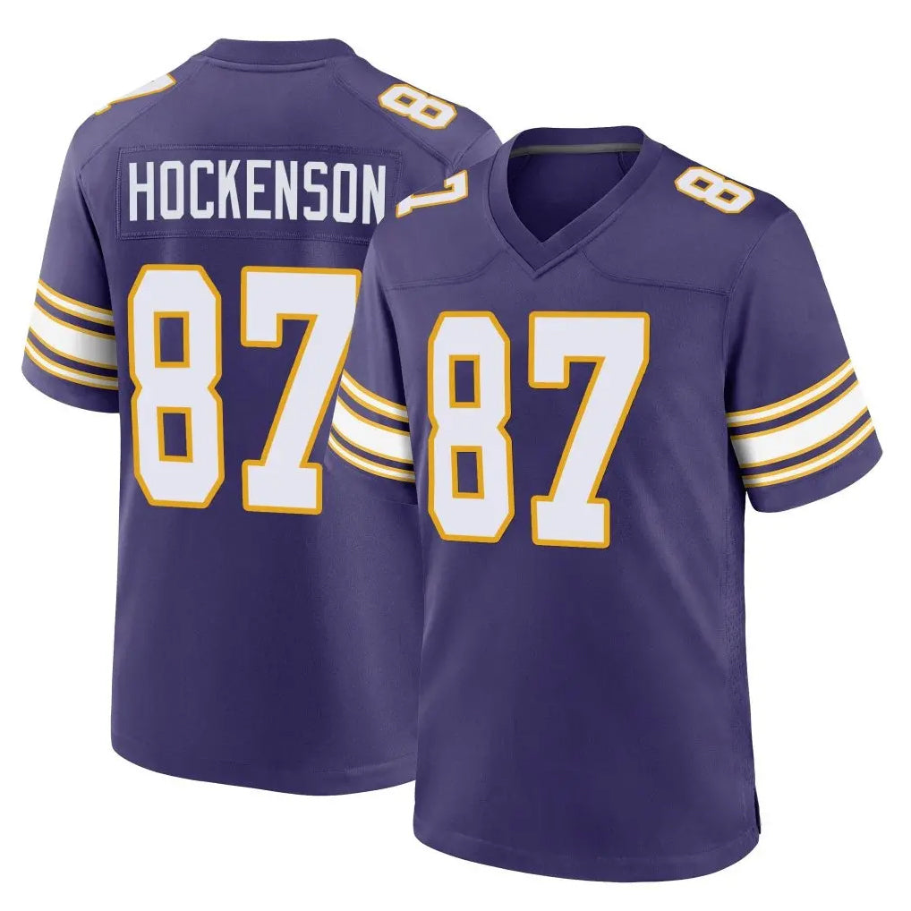 Parkc M.Vikings #87 T.J. Hockenson Player Purple Classic Home Game Stitched Jerseys