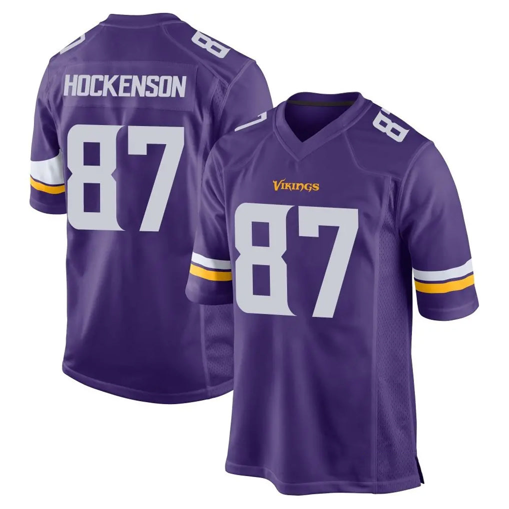 Parkc M.Vikings #87 T.J. Hockenson Player Purple Home Game Stitched Jerseys