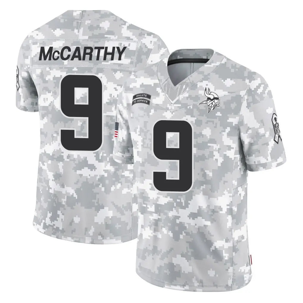 Parkc M.Vikings #9 J.J. McCarthy Player Arctic Camo Salute To Service Limited Game Stitched Jerseys