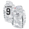 Parkc M.Vikings #9 J.J. McCarthy Player Arctic Camo Salute to Service Pullover Hoodies Limited Game Stitched Jerseys
