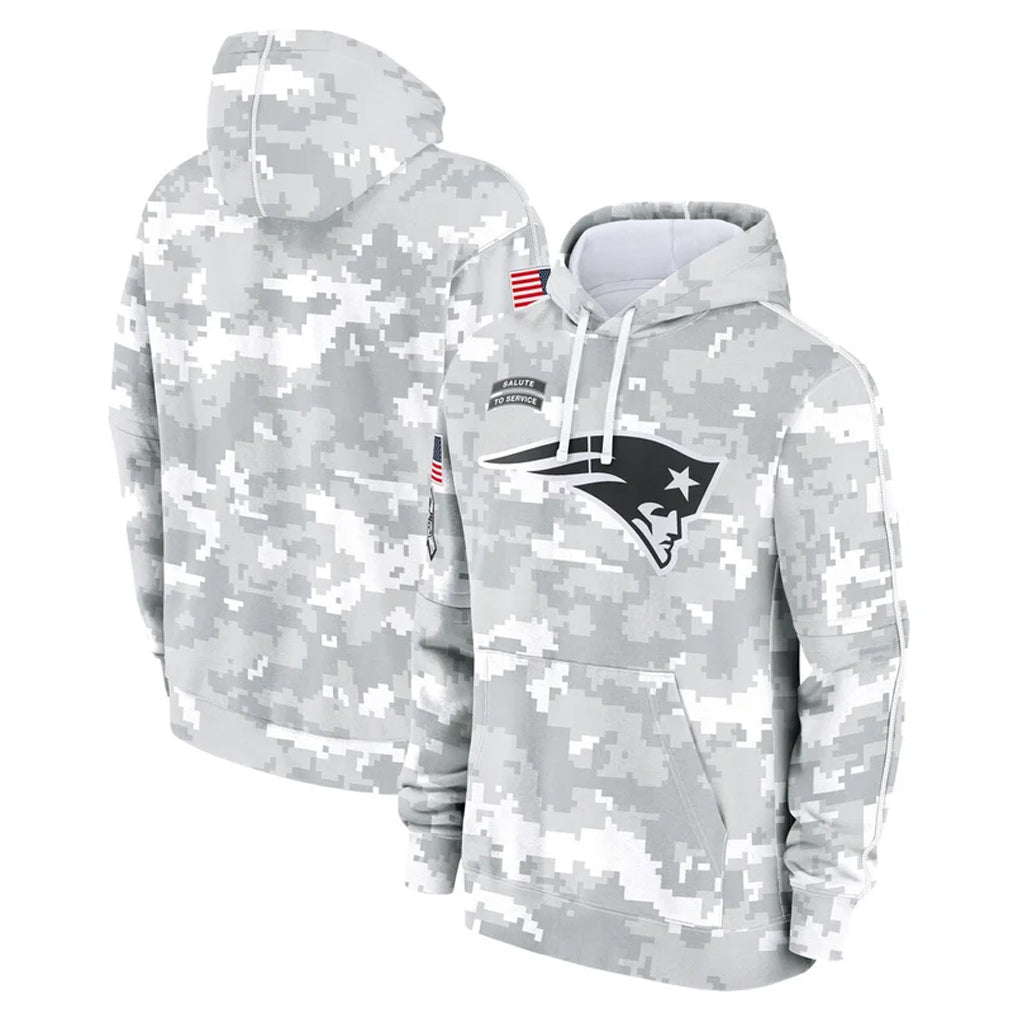 Parkc NE.Patriots Arctic Camo Salute to Service Pullover Hoodies Limited Game Blank Player Stitched Jerseys