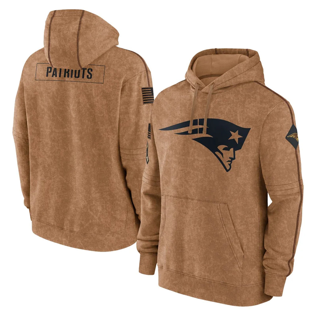 Parkc NE.Patriots Brown Salute to Service Pullover Hoodies Limited Game Blank Player Stitched Jerseys