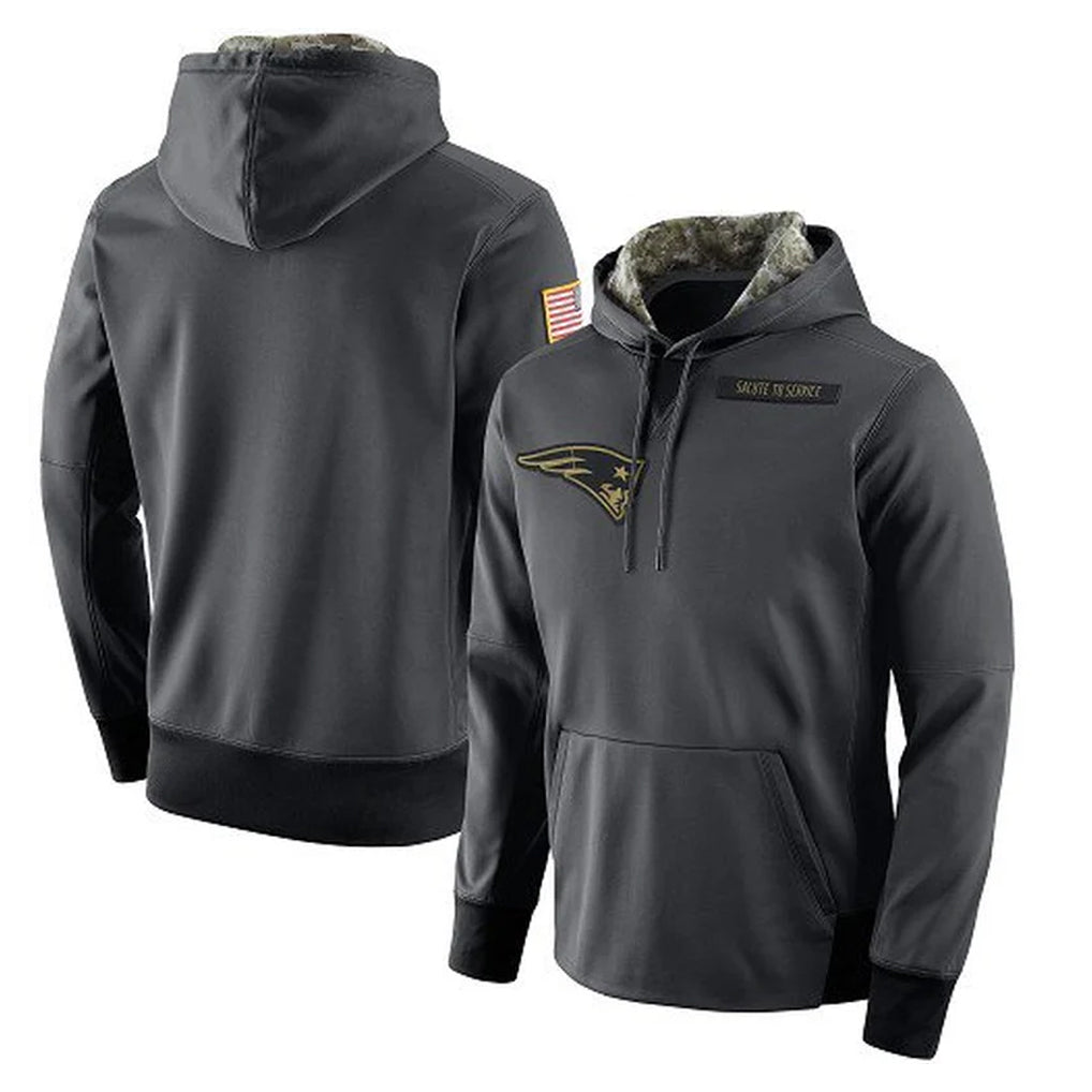 Parkc NE.Patriots Gray Salute to Service Hoodies Limited Game Blank Player Stitched Jerseys
