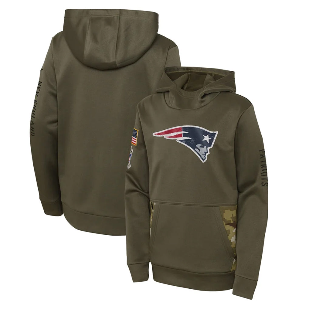 Parkc NE.Patriots Olive Salute to Service Pullover Hoodies Home Game Blank Player Stitched Jerseys
