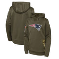 Parkc NE.Patriots Olive Salute to Service Pullover Hoodies Home Game Blank Player Stitched Jerseys