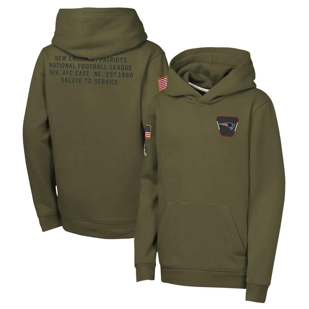 Parkc NE.Patriots Olive Salute to Service Pullover Hoodies Limited Blank Player Stitched Jerseys