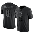Parkc NE.Patriots #0 Christian Gonzalez Player Black Reflective LImited Home Game Stitched Jerseys
