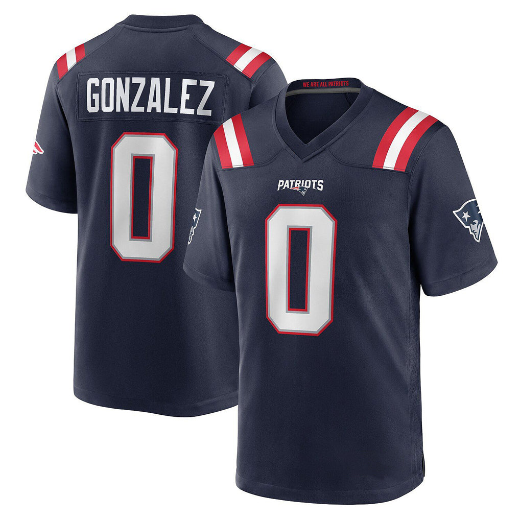 Parkc NE.Patriots #0 Christian Gonzalez Player Navy Home Game Stitched Jerseys