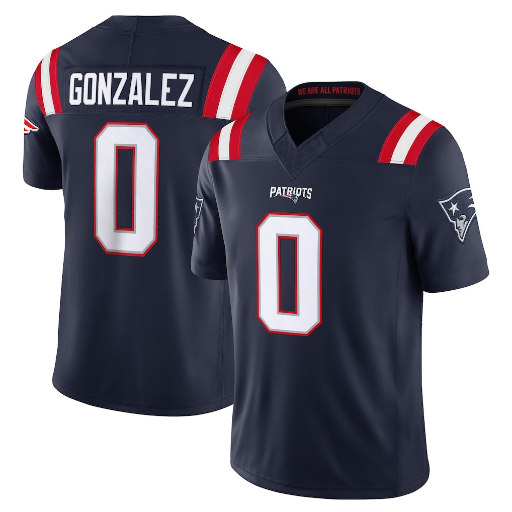 Parkc NE.Patriots #0 Christian Gonzalez Player Navy Limited Vapor F.U.S.E. Home Game Stitched Jerseys