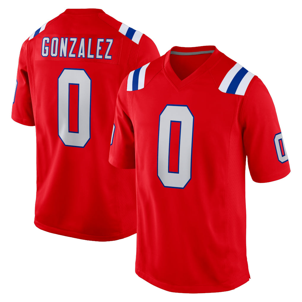 Parkc NE.Patriots #0 Christian Gonzalez Player Red Home Game Stitched Jerseys