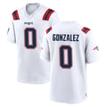 Parkc NE.Patriots #0 Christian Gonzalez Player White Home Game Stitched Jerseys