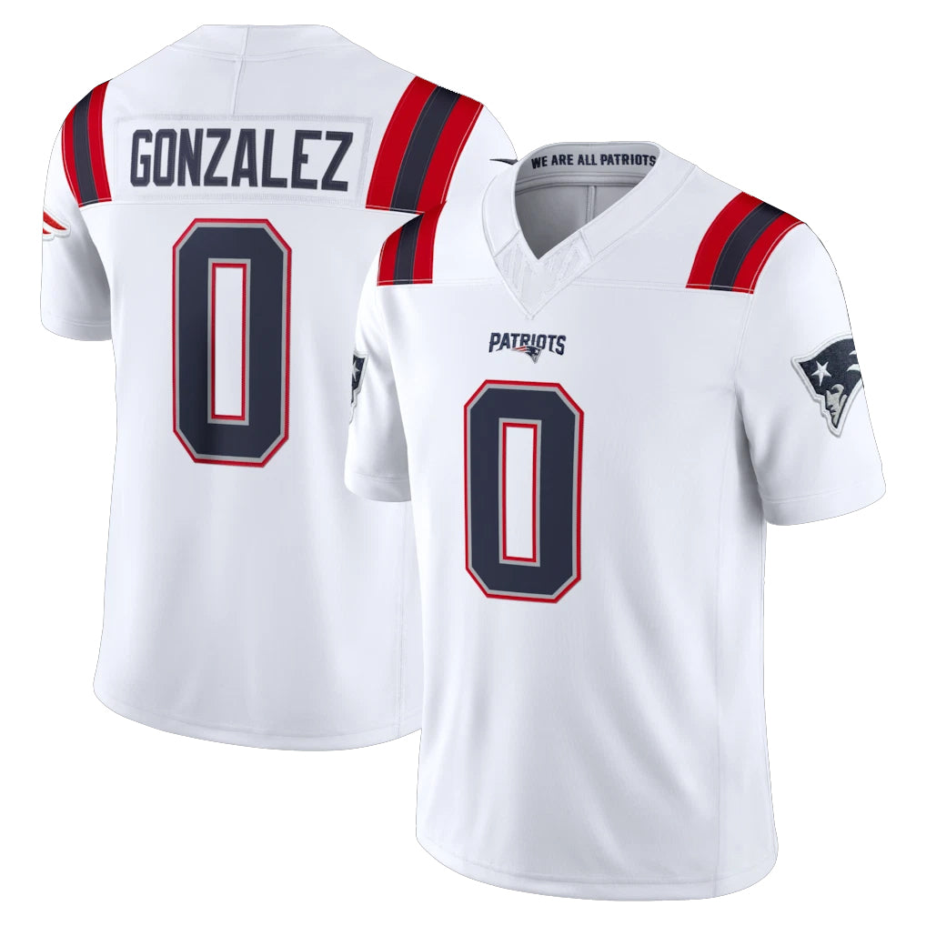 Parkc NE.Patriots #0 Christian Gonzalez Player White Limited Vapor F.U.S.E. Home Game Stitched Jerseys