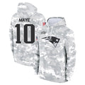 Parkc NE.Patriots #10 Drake Maye Player Arctic Camo Salute to Service Pullover Hoodies Limited Game Stitched Jerseys