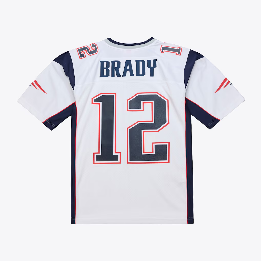 Parkc NE.Patriots  #12 Tom Brady Mitchell & Ness White 2000 Legacy Replica Jersey Stitched Puhic Game Jerseys