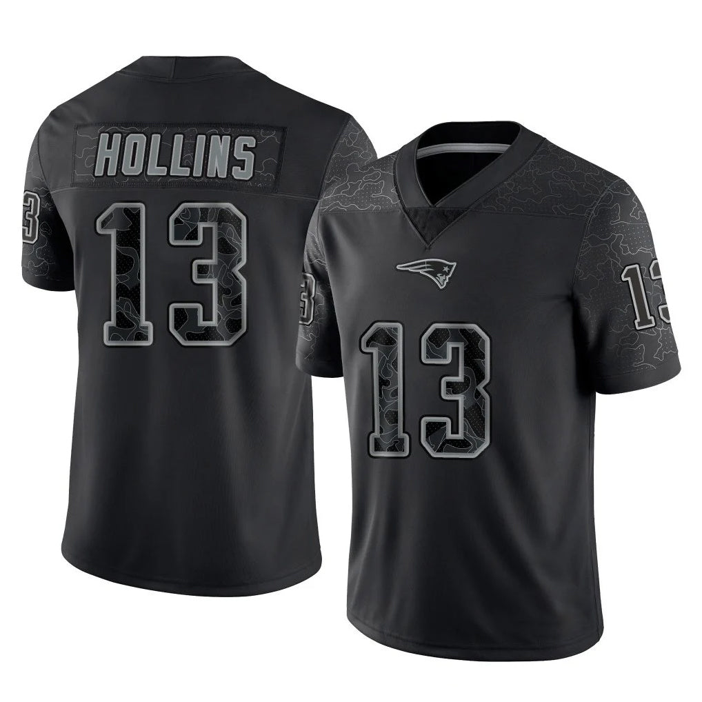 Parkc NE.Patriots #13 Mack Hollins Player Black Reflective LImited Home Game Stitched Jerseys