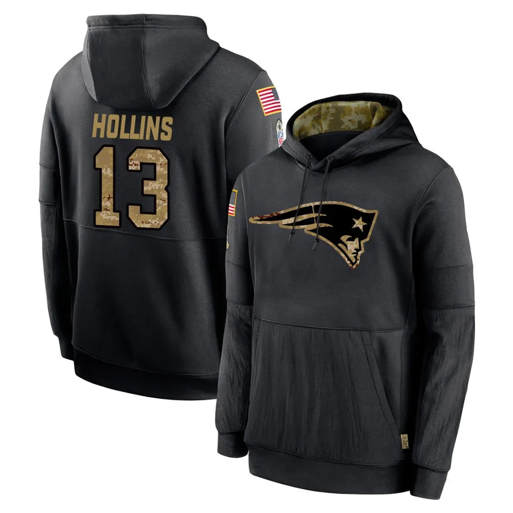 Parkc NE.Patriots #13 Mack Hollins Player Black Salute to Service Hoodies Limited Game Stitched Jerseys