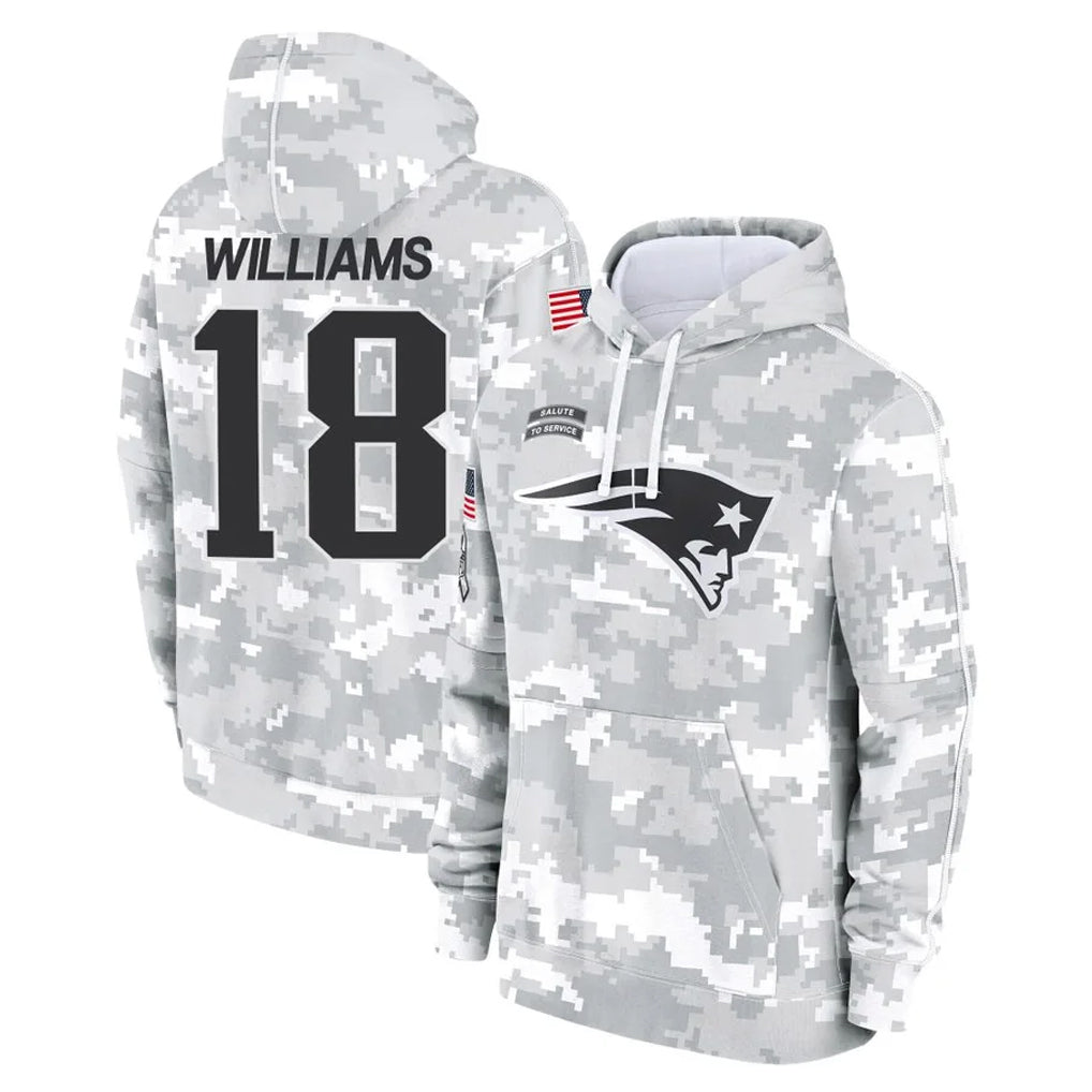 Parkc NE.Patriots #18 Kyle Williams Player Arctic Camo Salute to Service Pullover Hoodies Limited Game Stitched Jerseys