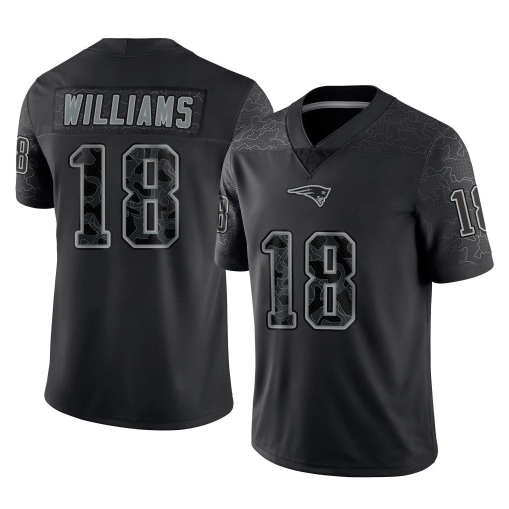 Parkc NE.Patriots #18 Kyle Williams Player Black Reflective LImited Home Game Stitched Jerseys