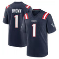 Parkc NE.Patriots #1 A.J. Brown Player Navy Home Game Stitched Jerseys