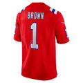 Parkc NE.Patriots #1 A.J. Brown Player Red Home Game Stitched Jerseys