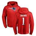 Parkc NE.Patriots #1 A.J. Brown Player Red LOGO Pullover Hoodies Home Game Stitched Jerseys