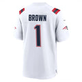 Parkc NE.Patriots #1 A.J. Brown Player White Home Game Stitched Jerseys