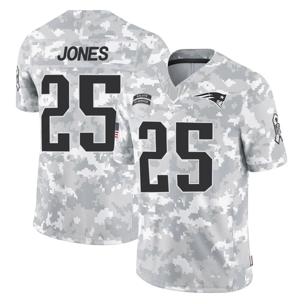 Parkc NE.Patriots #25 Marcus Jones Player Arctic Camo Salute To Service Limited Game Stitched Jerseys